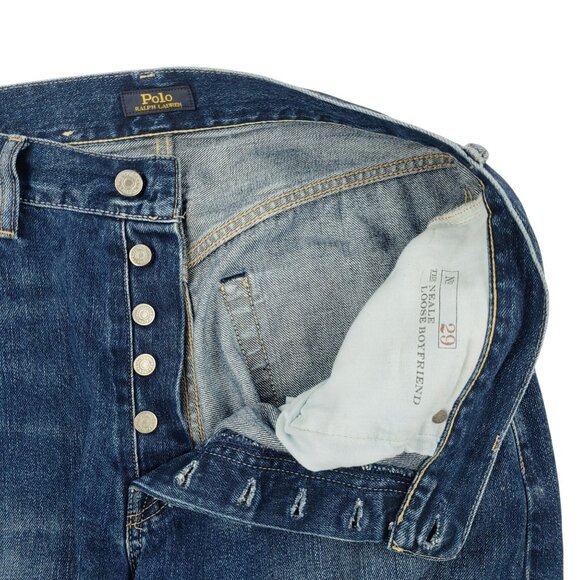 Polo Ralph Lauren Jean Neale Women Size 29 Button Fly Distressed Loose Boyfriend - Picture 4 of 15